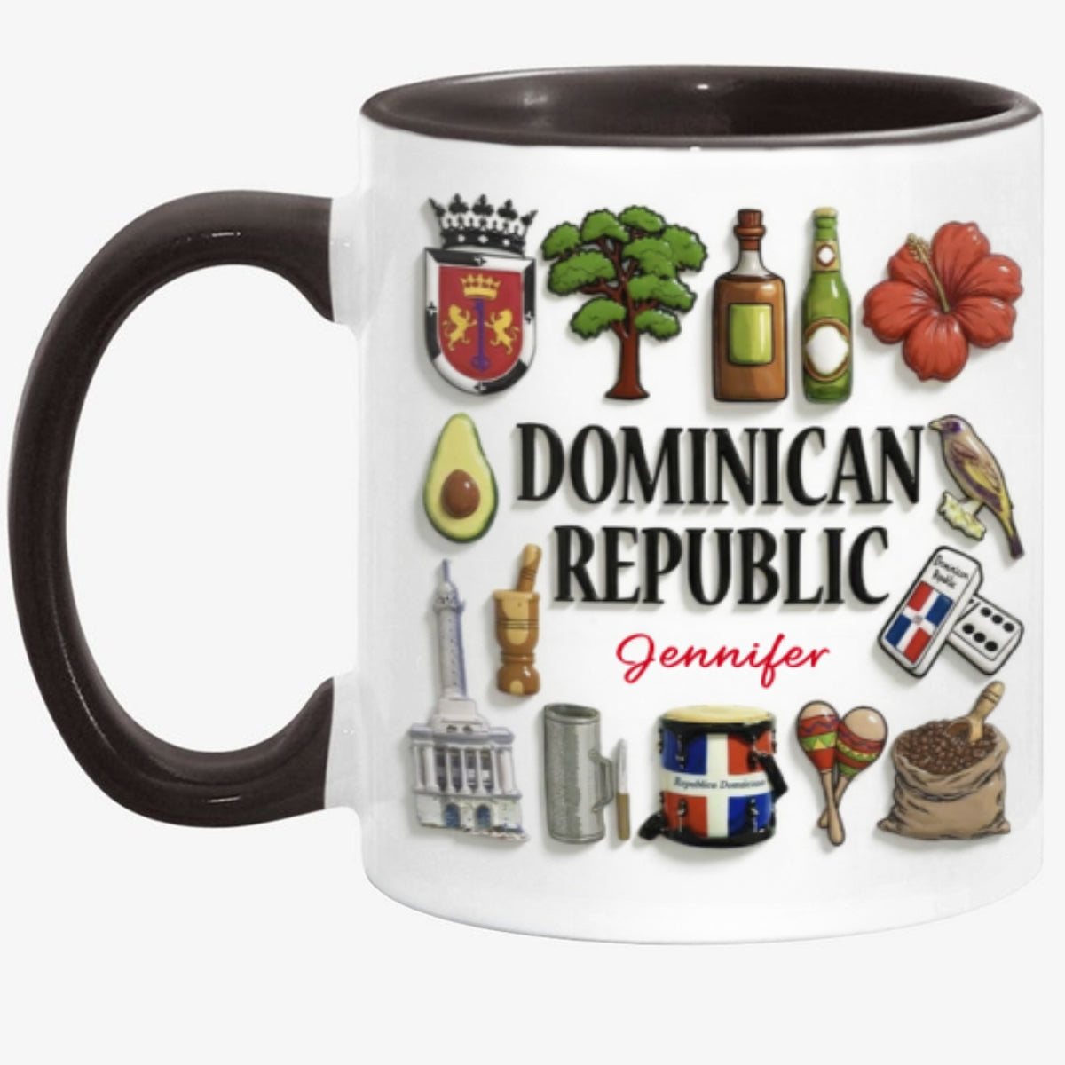 Custom Dominican Republic Accent Mug With Many Dominican Republic Symbols