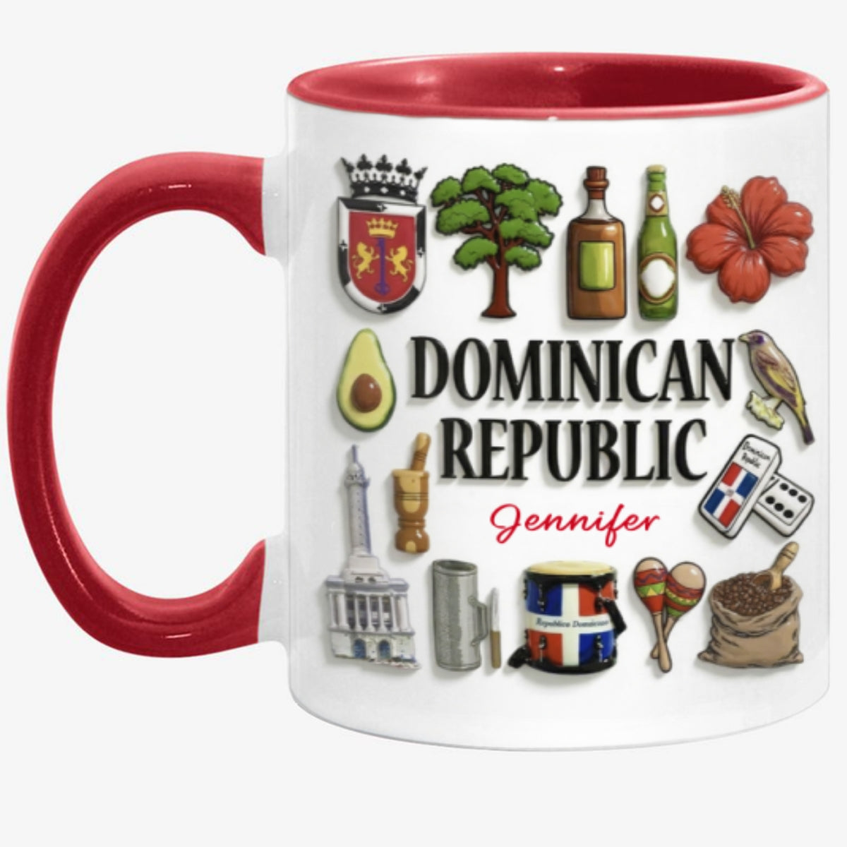 Custom Dominican Republic Accent Mug With Many Dominican Republic Symbols