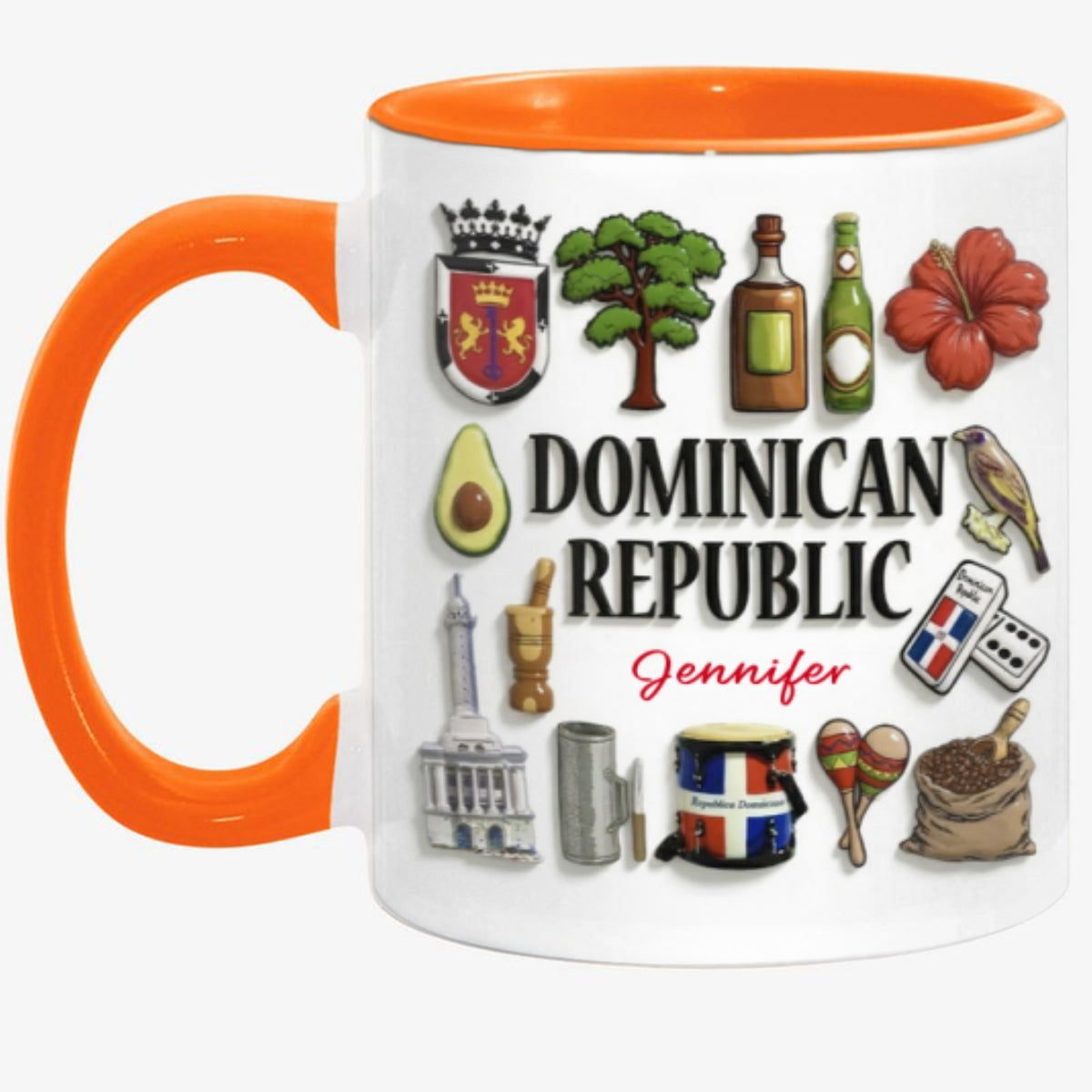 Custom Dominican Republic Accent Mug With Many Dominican Republic Symbols