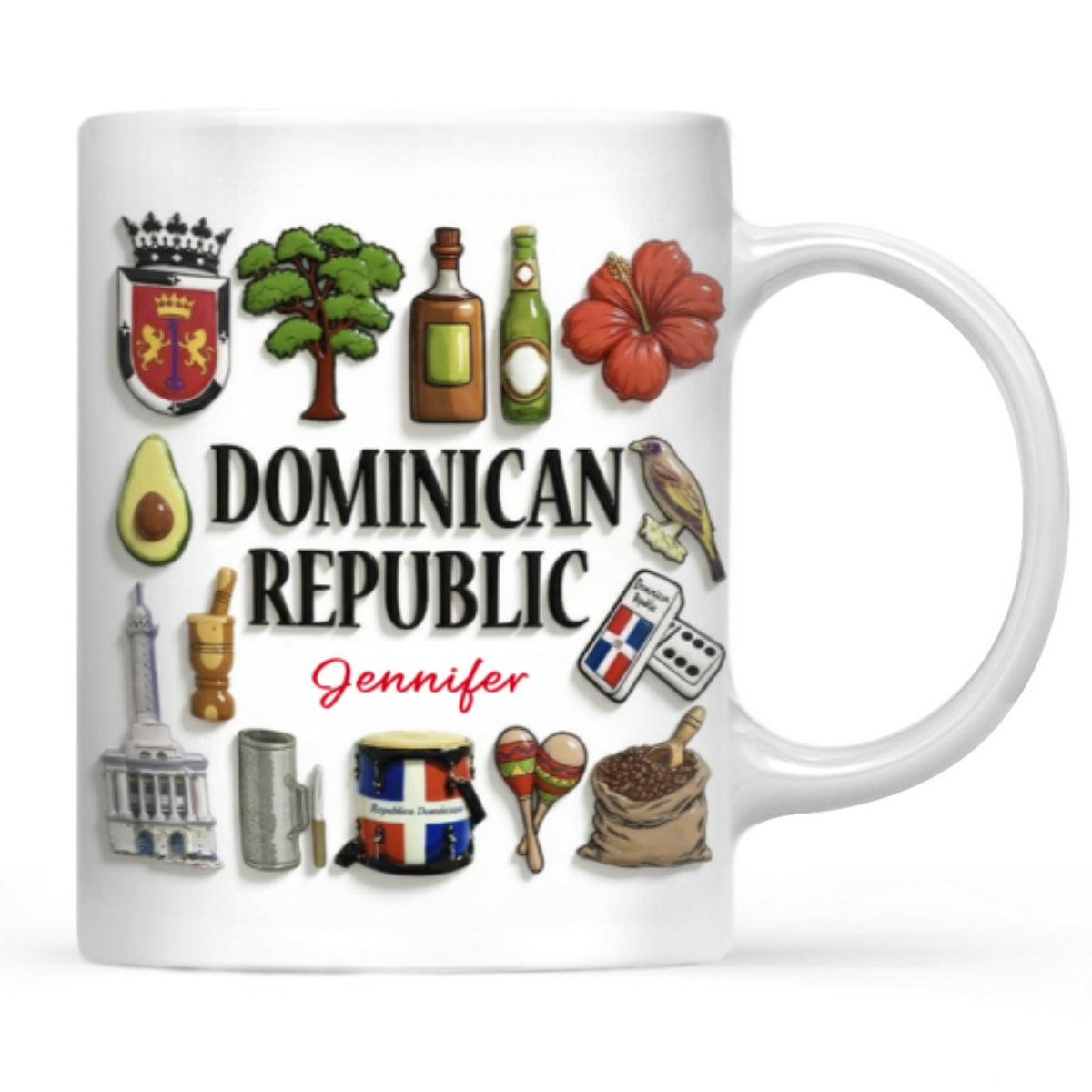 Custom Dominican Republic Accent Mug With Many Dominican Republic Symbols