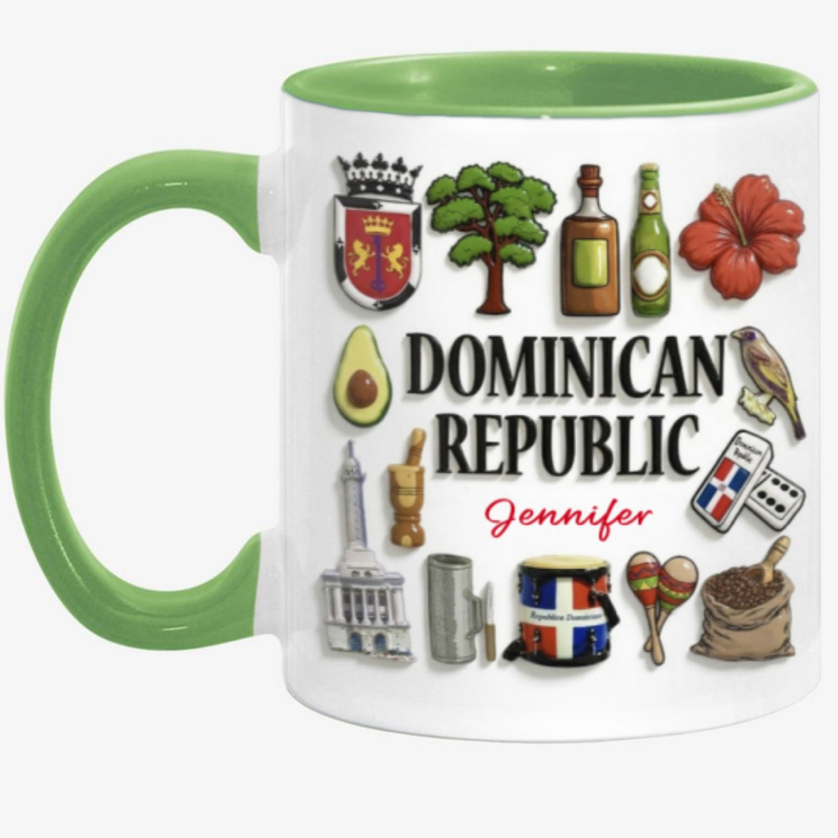 Custom Dominican Republic Accent Mug With Many Dominican Republic Symbols