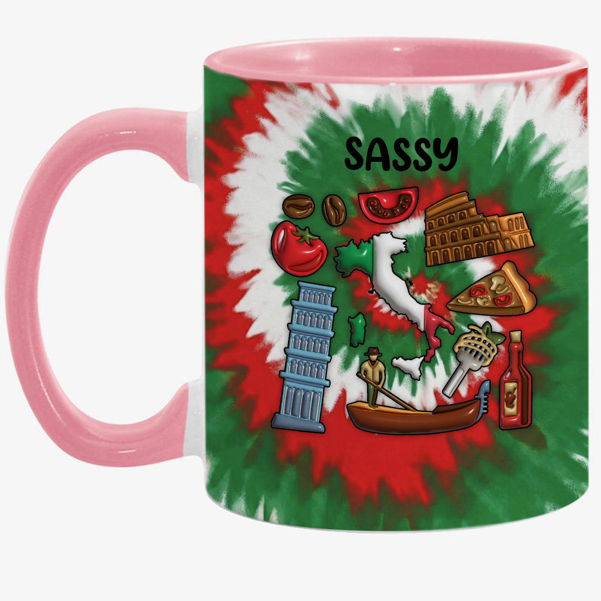 Customized Italy Coffee Mug Cup With Tie Dye Effect