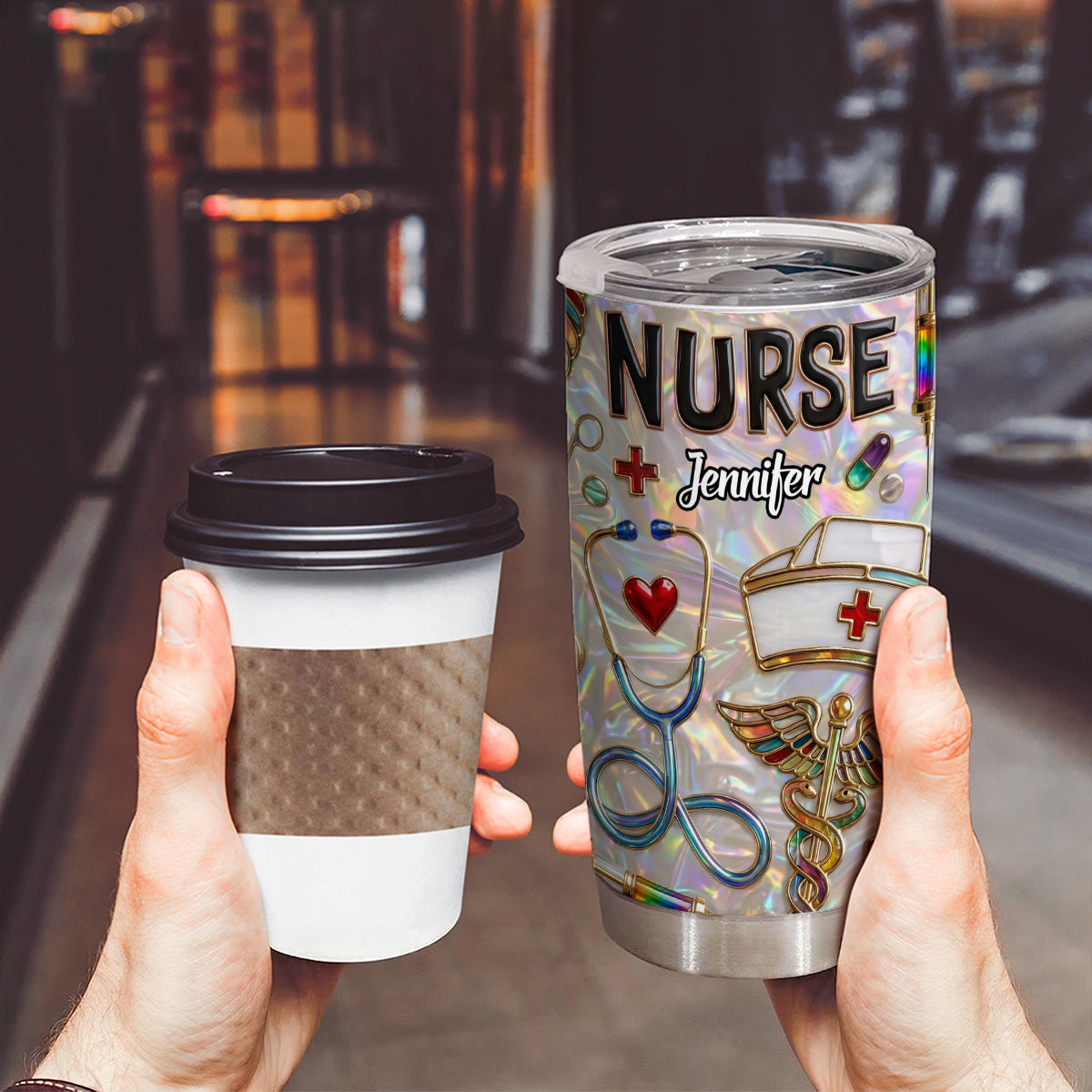 Custom Nurse Tumbler With 3D Effect Print