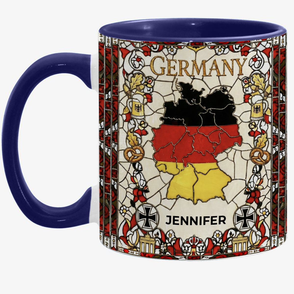 Custom Germany Accent Mug With Flower Patterns