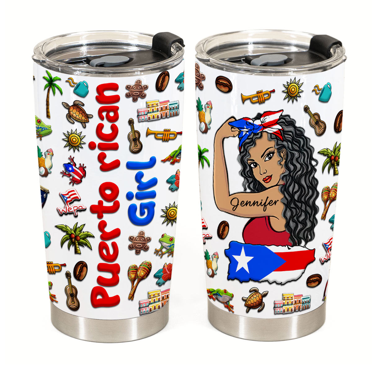 Custom Proud Puerto Rican Girl Tumbler And Your Name