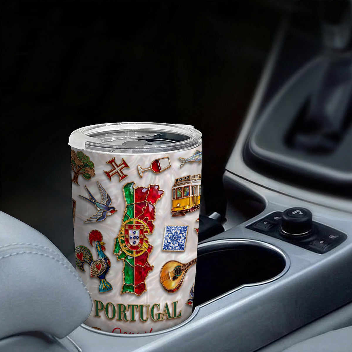 Custom Portugal Tumbler With Portugal Glitter Effect