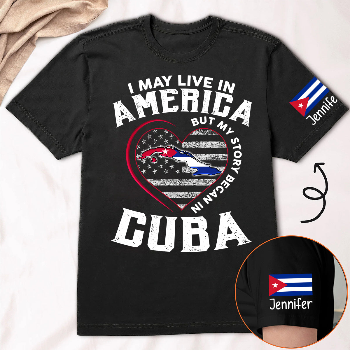 Custom My Story Began In Cuba T-shirt With Name On The Sleeve