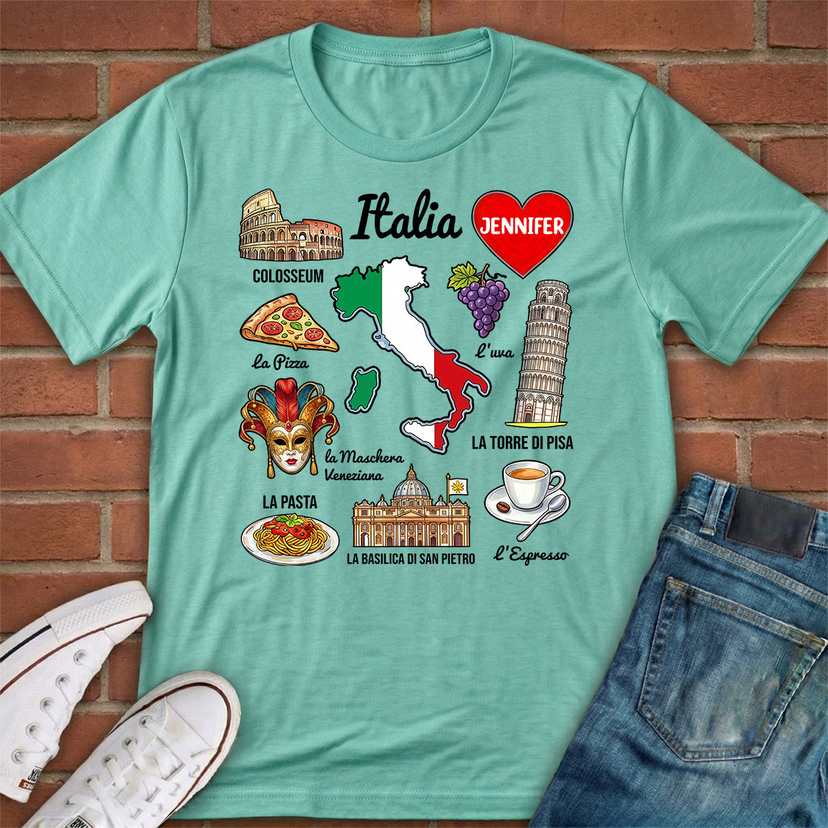 Custom Italia Italy T-shirt With Symbols