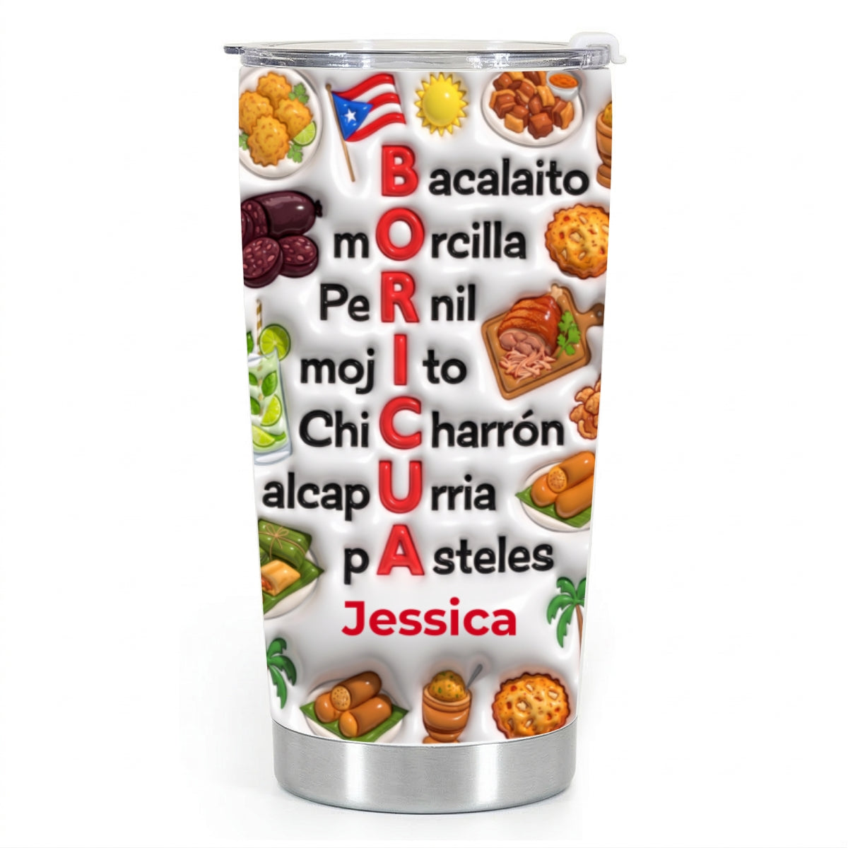 Custom Puerto Rico Boricua Tumbler With Symbols Effect