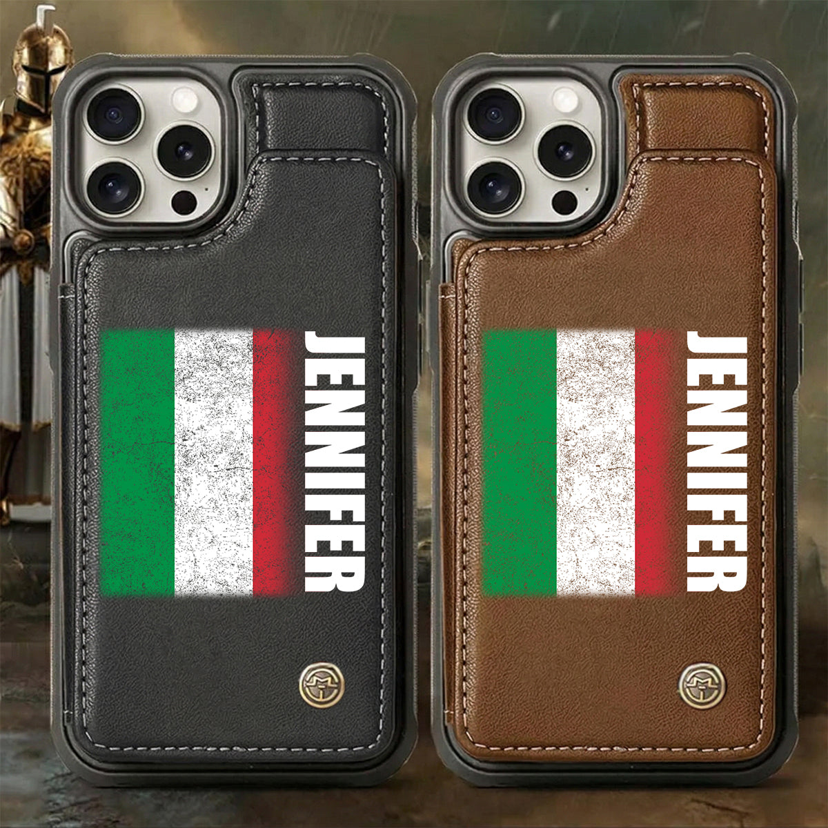 Personalized Italy Italia Flag Wallet Phone Case And Name