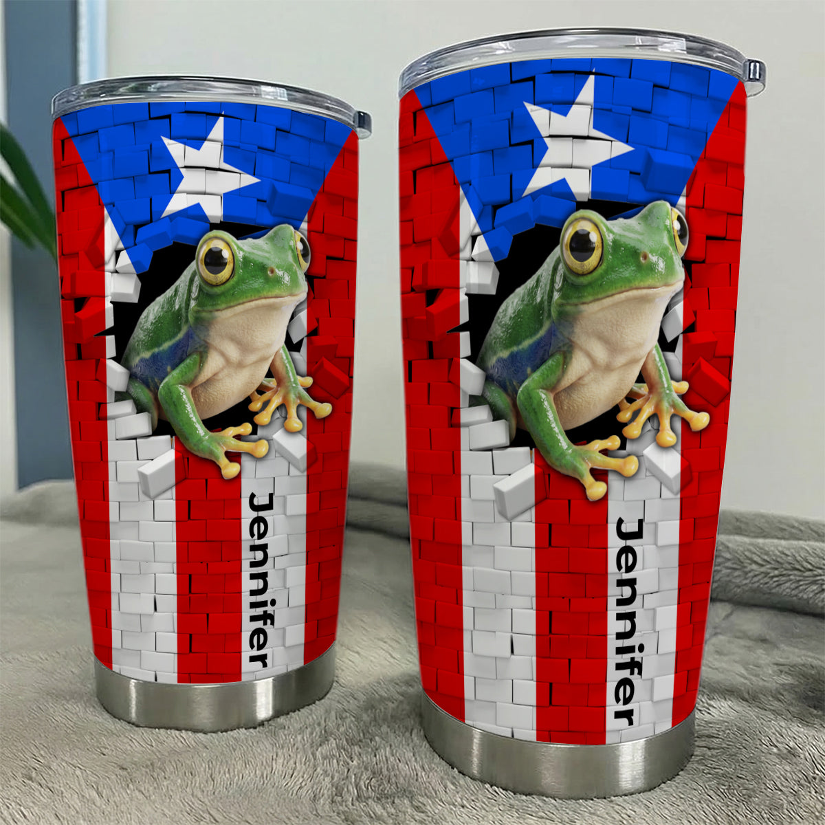 Custom Puerto Rico Frog In Hole Tumbler