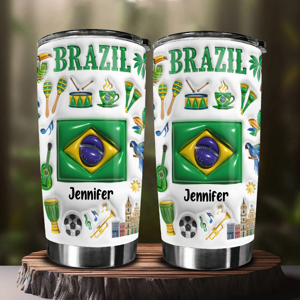 Custom Brazil Tumbler Cup With Your Name