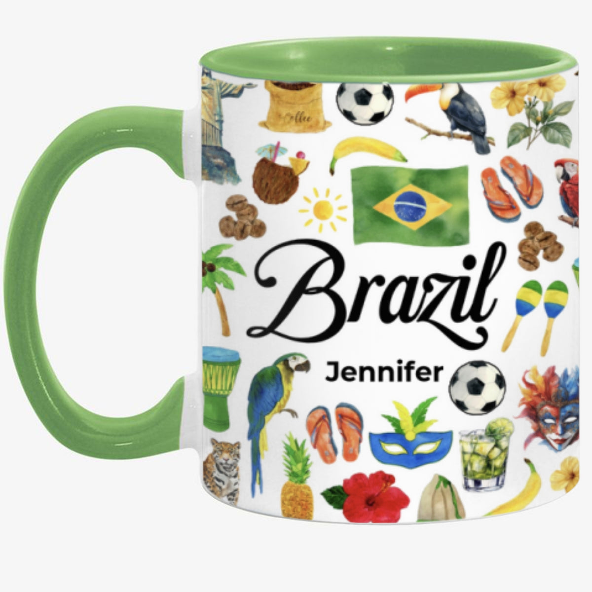Custom Brazil Accent Mug With Water Symbols, Name