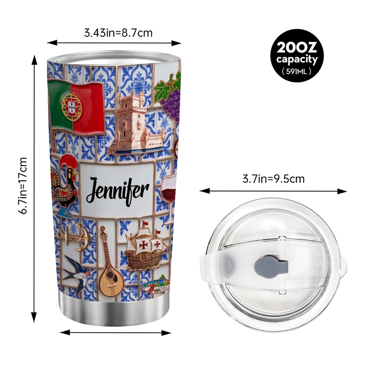 Custom Portugal Tumbler With Beautiful Symbols v2