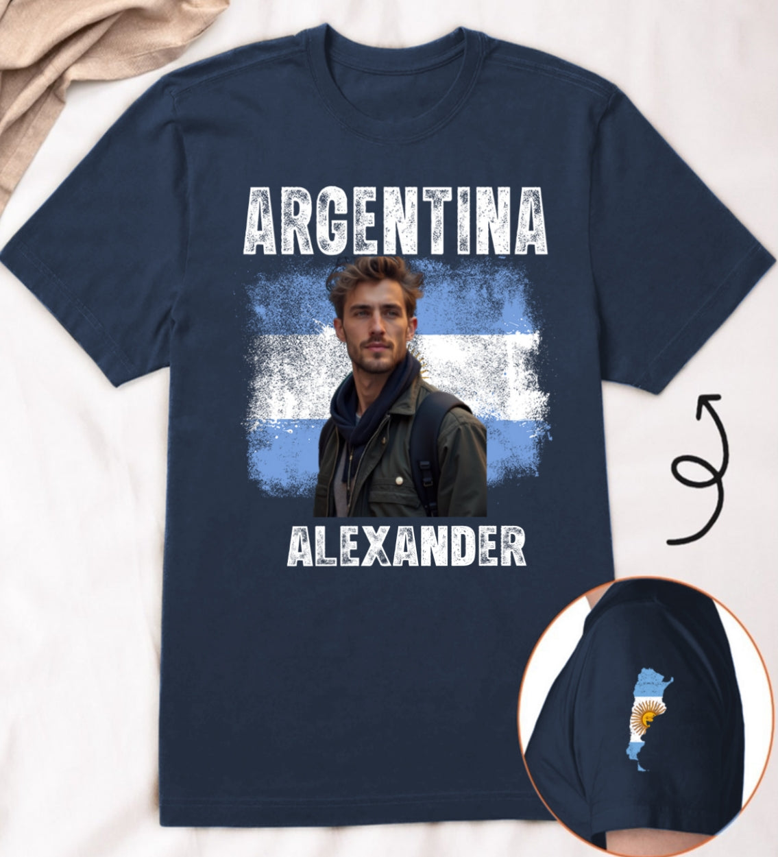 Custom Argentina T-shirt With Photo And Name