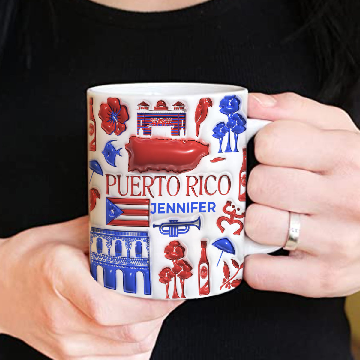 Custom Puerto Rico Colorful Flag Mug