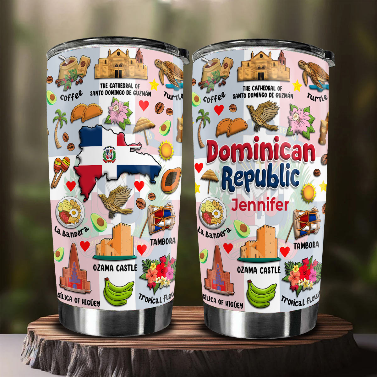 Custom Dominican Republic Tumbler Symbols Flag