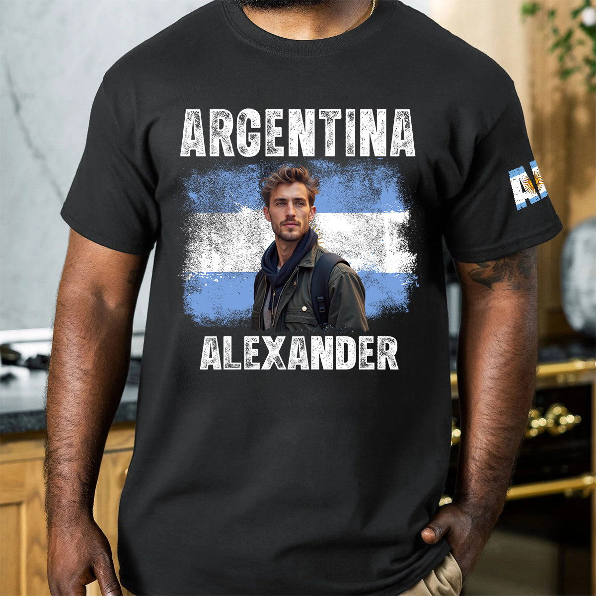 Custom Argentina T-shirt With Photo And Name