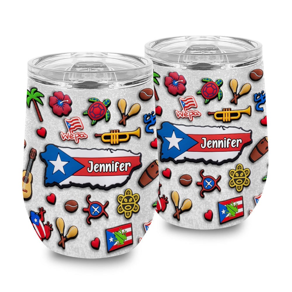 Custom Puerto Rico Tumbler 12oz With Many Color Background