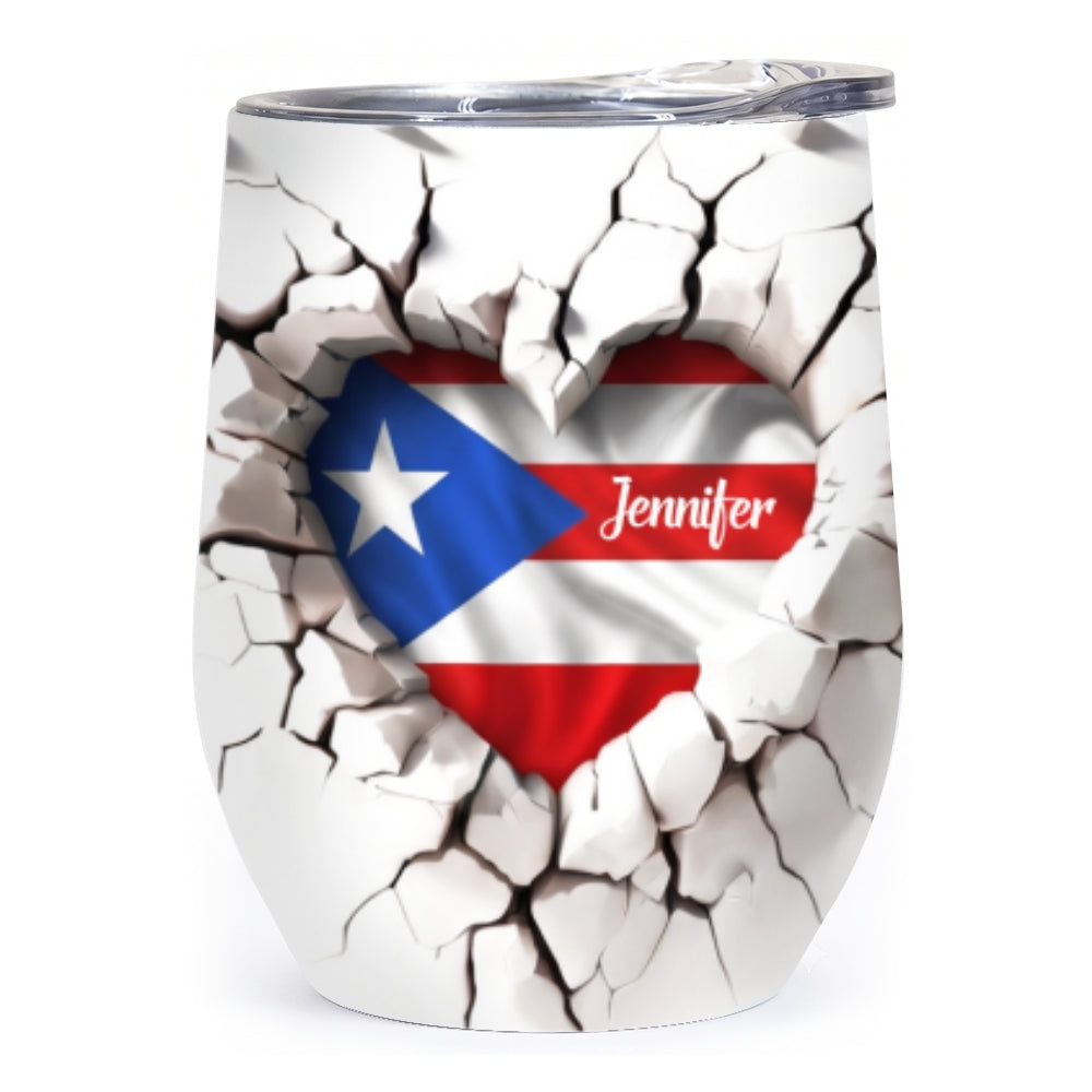 Custom Name Puerto Rico Pride Crack Wall Tumbler