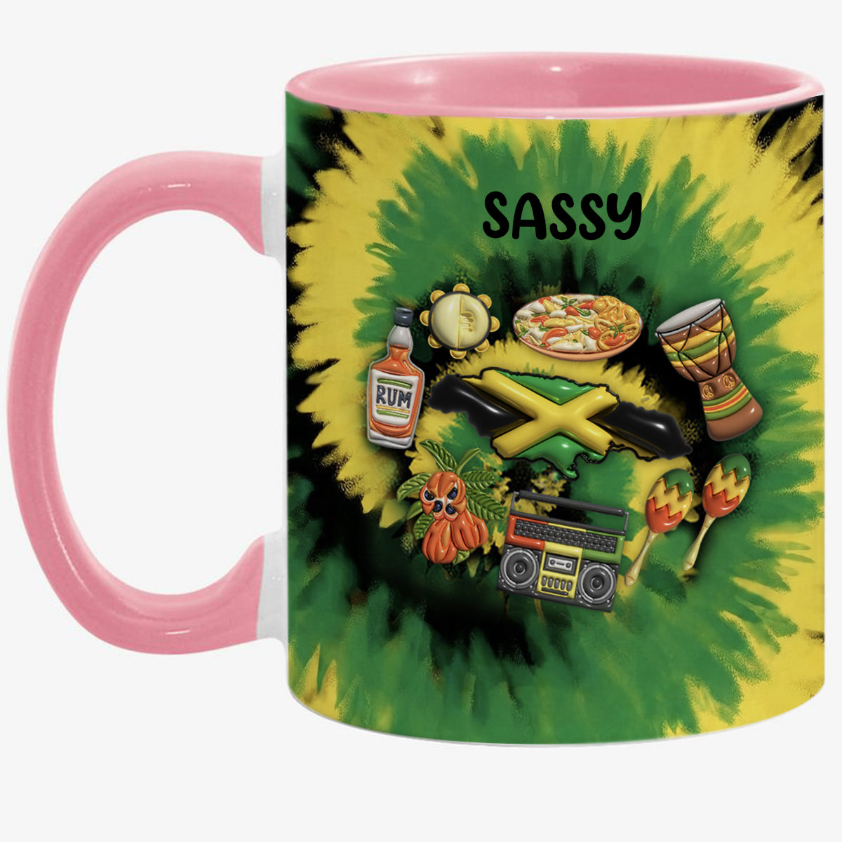 Customized Jamaica Coffee Mug Cup With Tie Dye Effect