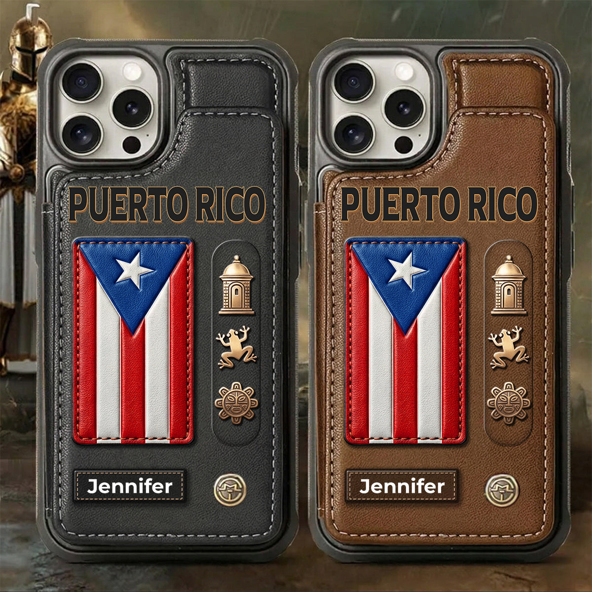 Custom Puerto Rico Symbols Wallet Phone Case With Your Name
