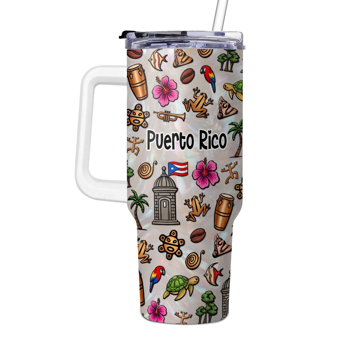 Custom Beautiful Puerto Rico Symbols 40oz Tumbler