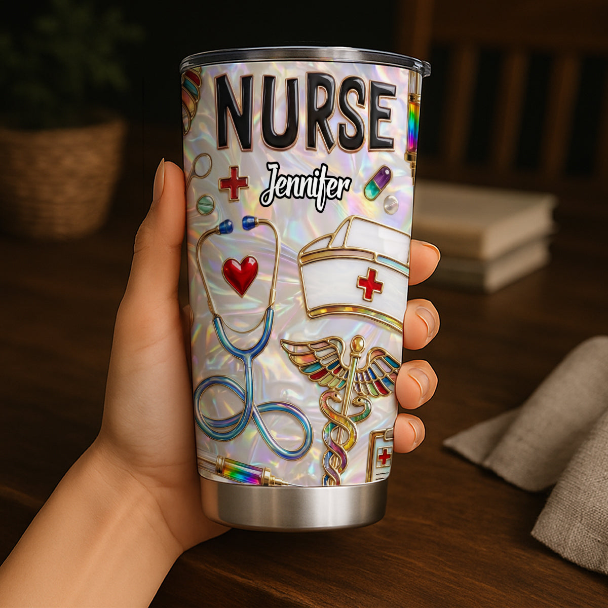 Custom Nurse Tumbler With 3D Effect Print