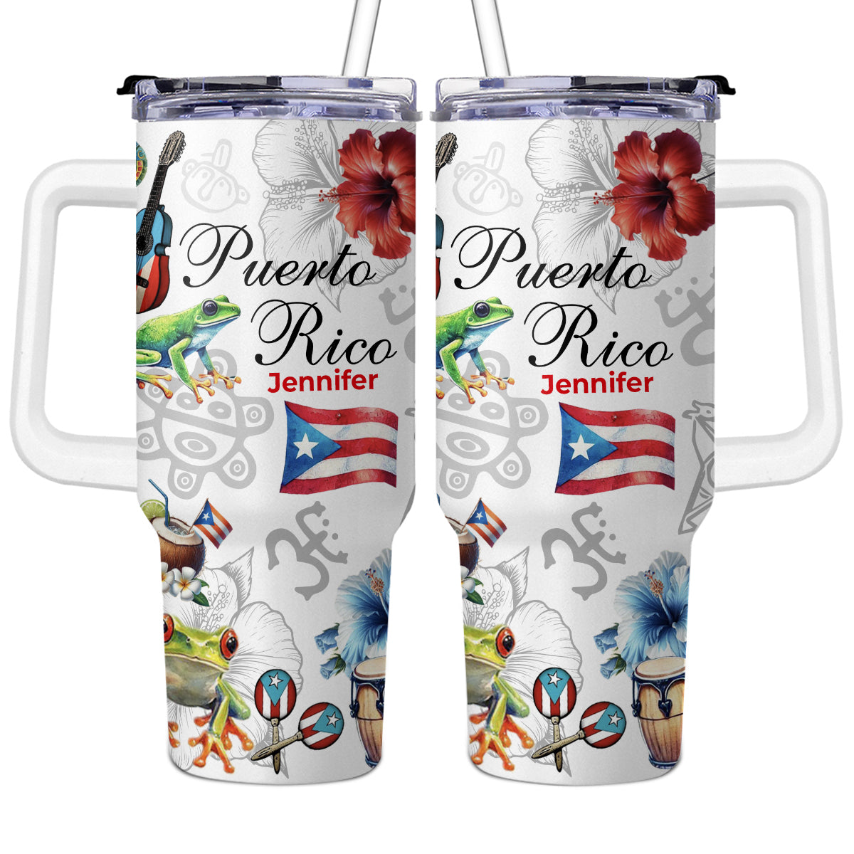 Custom Puerto Rico Tumbler 40oz And Symbols