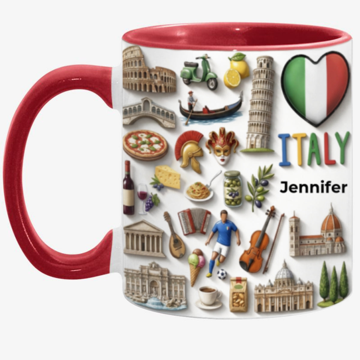 Custom Italy Accent Mug With Italy Heart