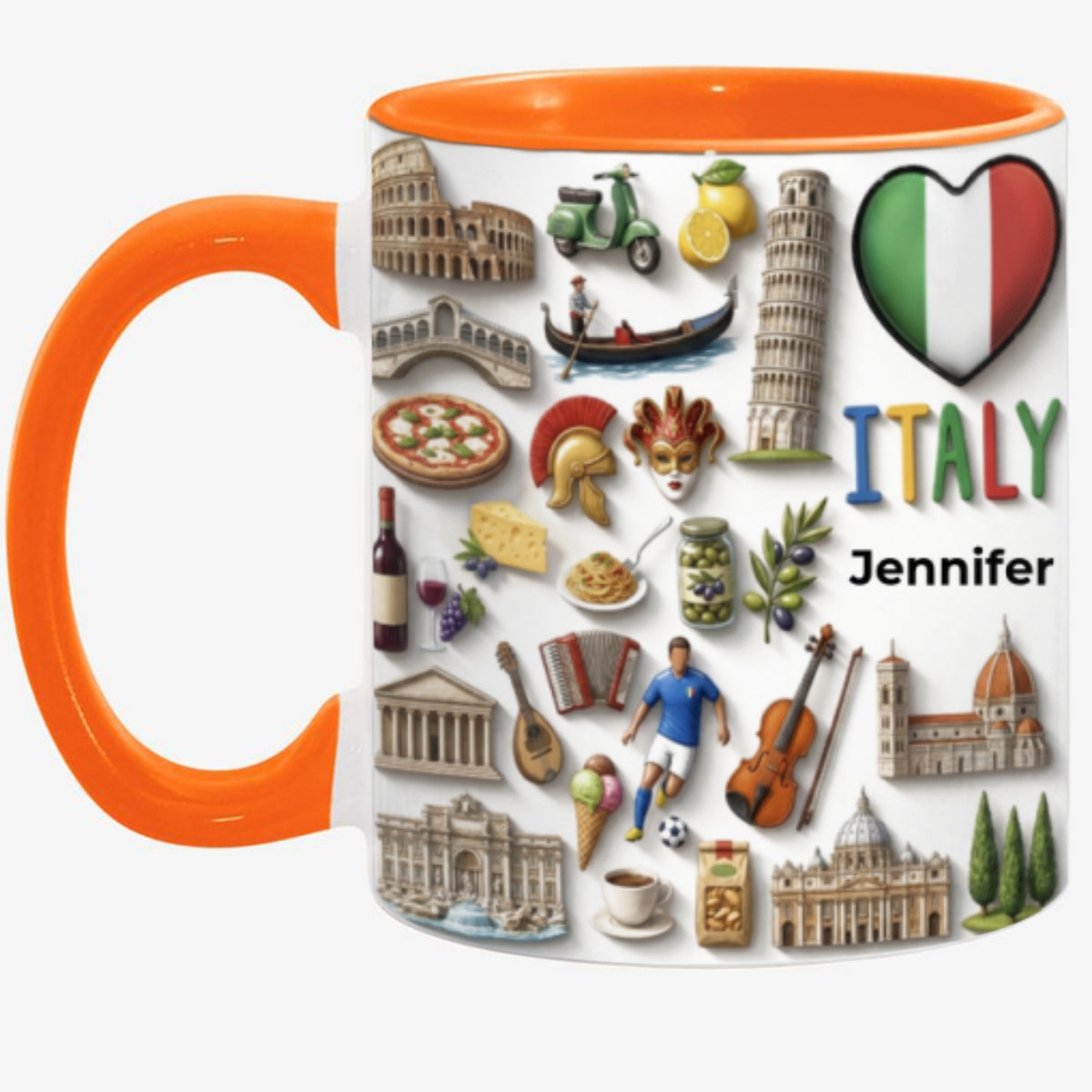Custom Italy Accent Mug With Italy Heart