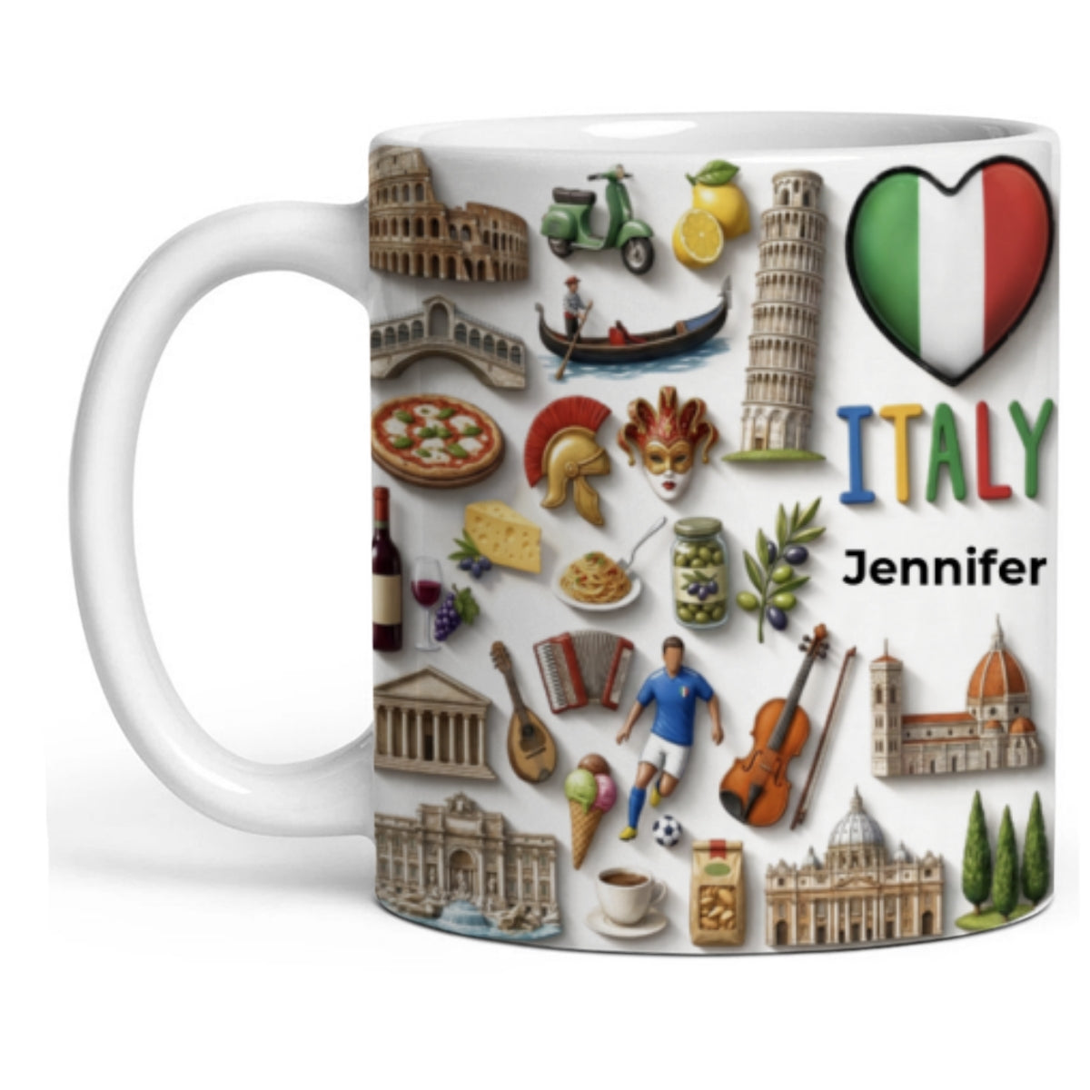 Custom Italy Accent Mug With Italy Heart
