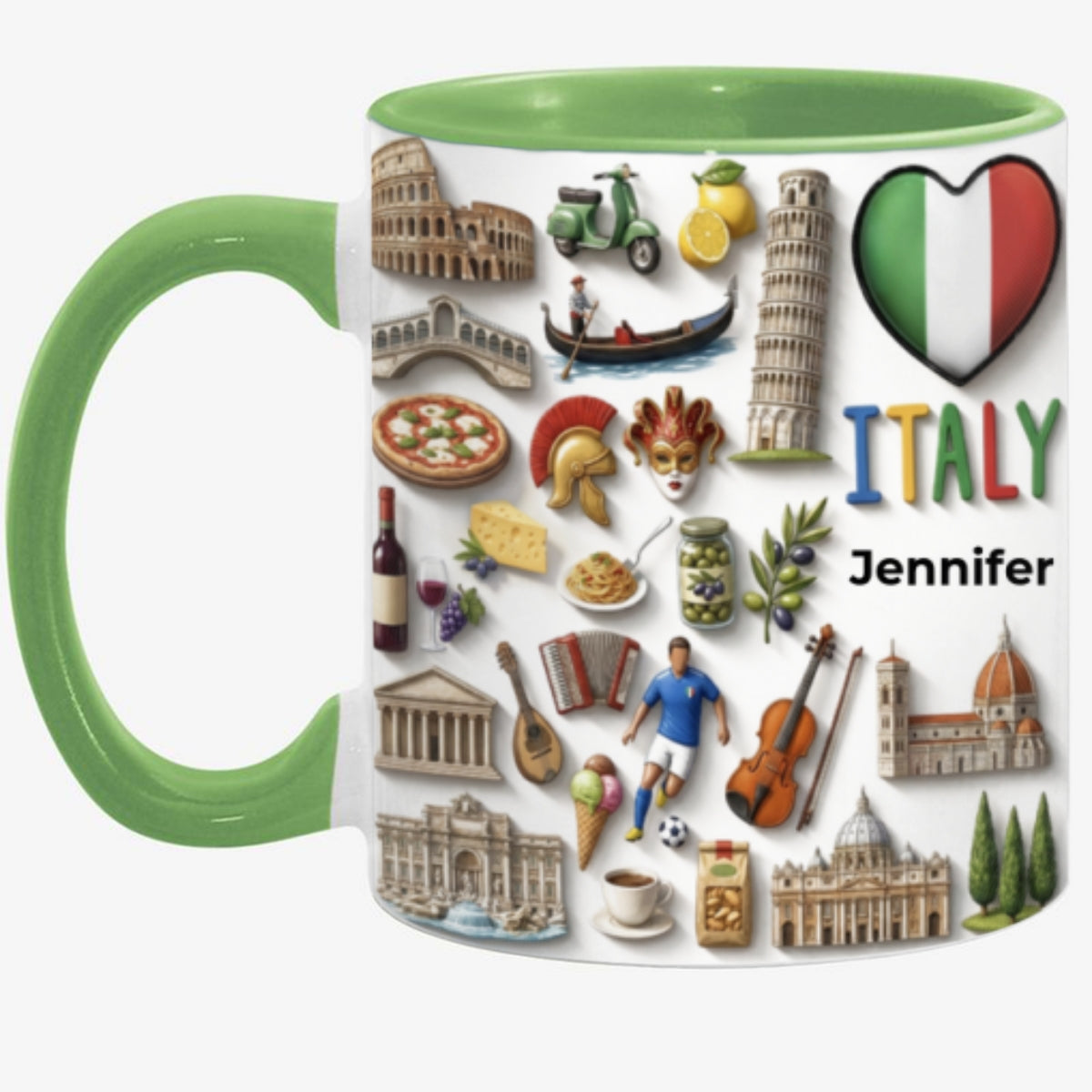 Custom Italy Accent Mug With Italy Heart