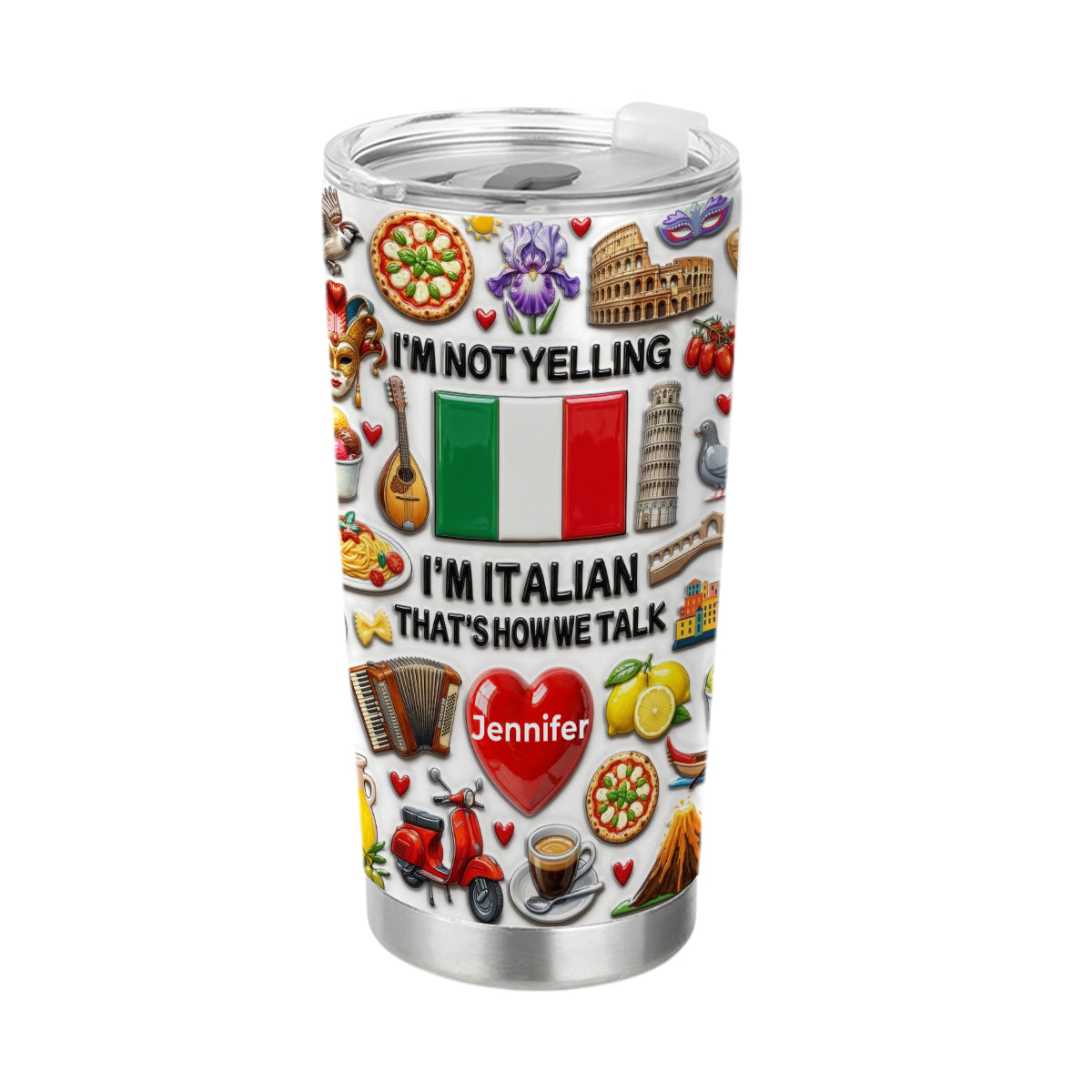 I'm Not Yelling Italian Tumbler 20oz With Lid