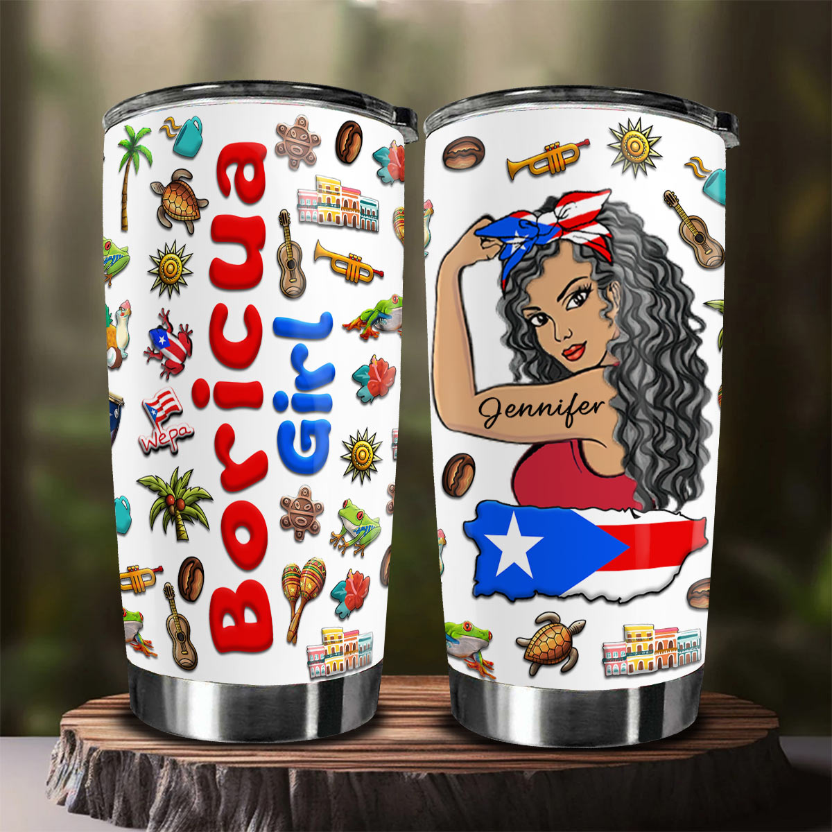 Custom Proud Boricua Puerto Rican Girl Tumbler And Your Name