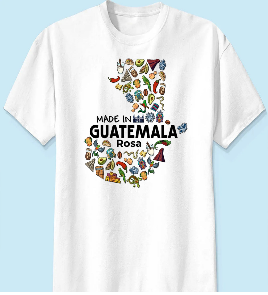 Custom Made In Guatemala T-shirt With Guatemalan Symbols 