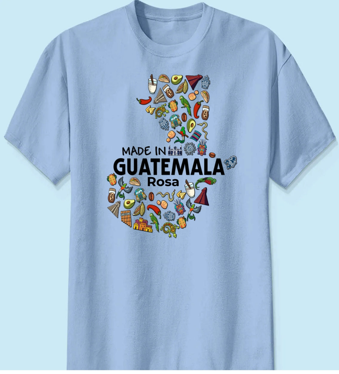 Custom Made In Guatemala T-shirt With Guatemalan Symbols 