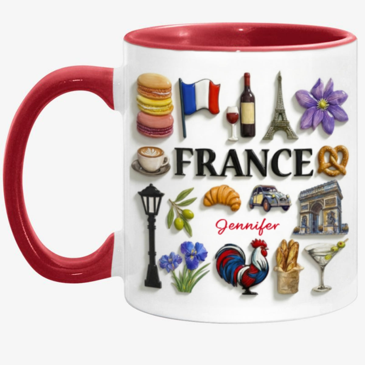 Custom France Accent Mug With Many France Symbols