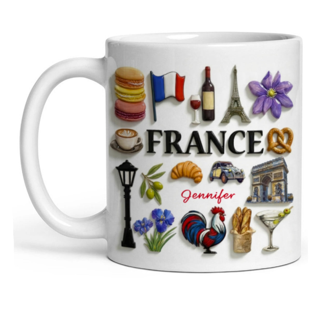 Custom France Accent Mug With Many France Symbols