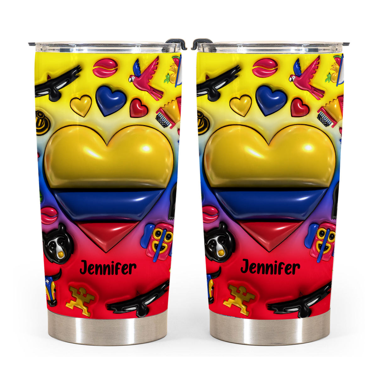 Custom Colombia Heart Tumbler With Name