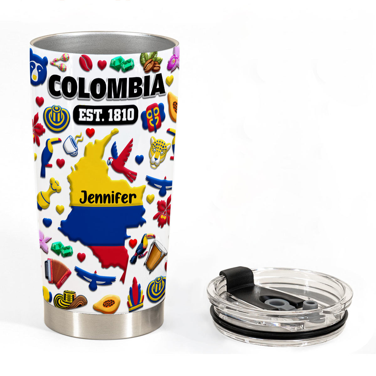 Custom Colombia EST 1810 Tumbler Cup With Your Name