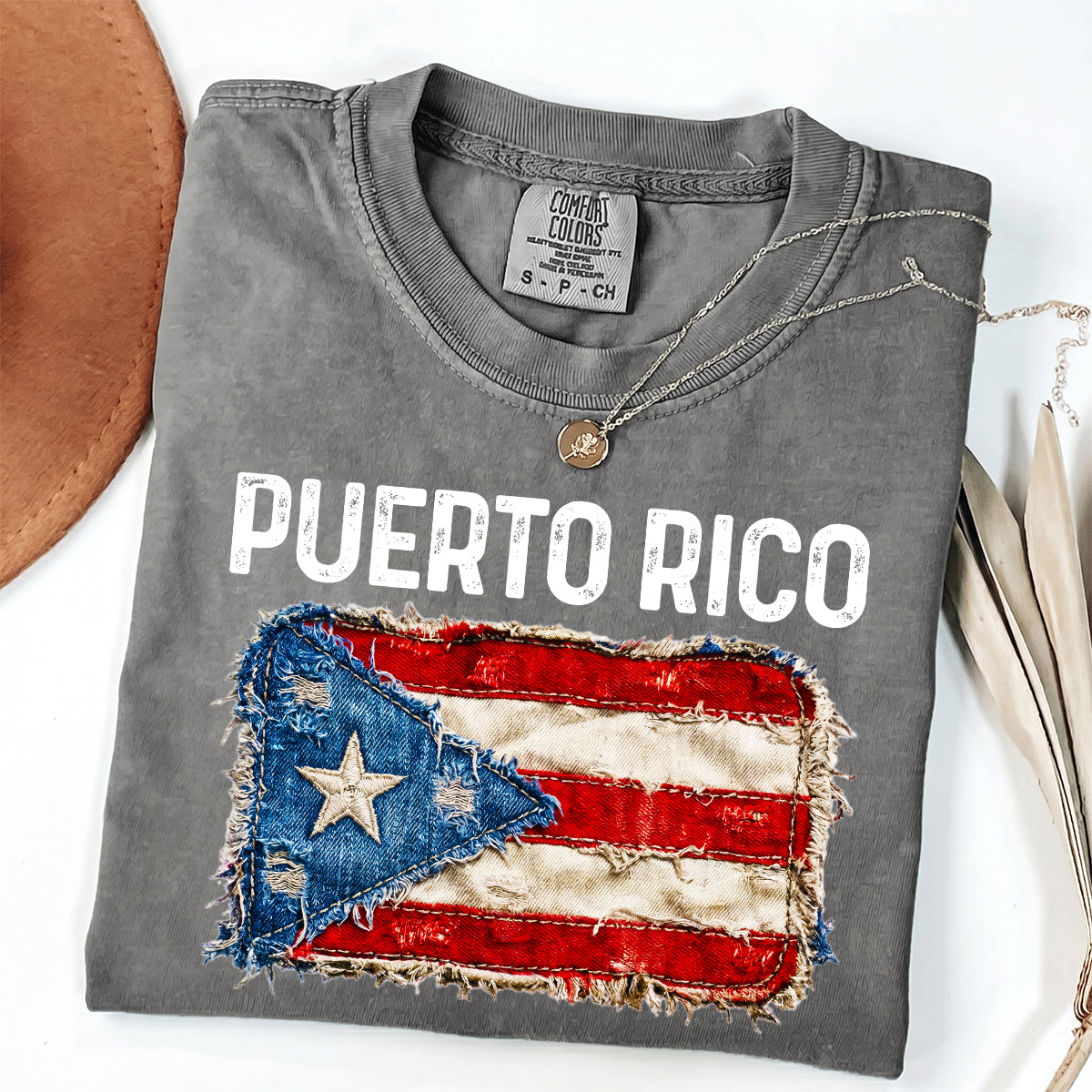 Custom Puerto Rico Flag With Faux Patchwork Effect