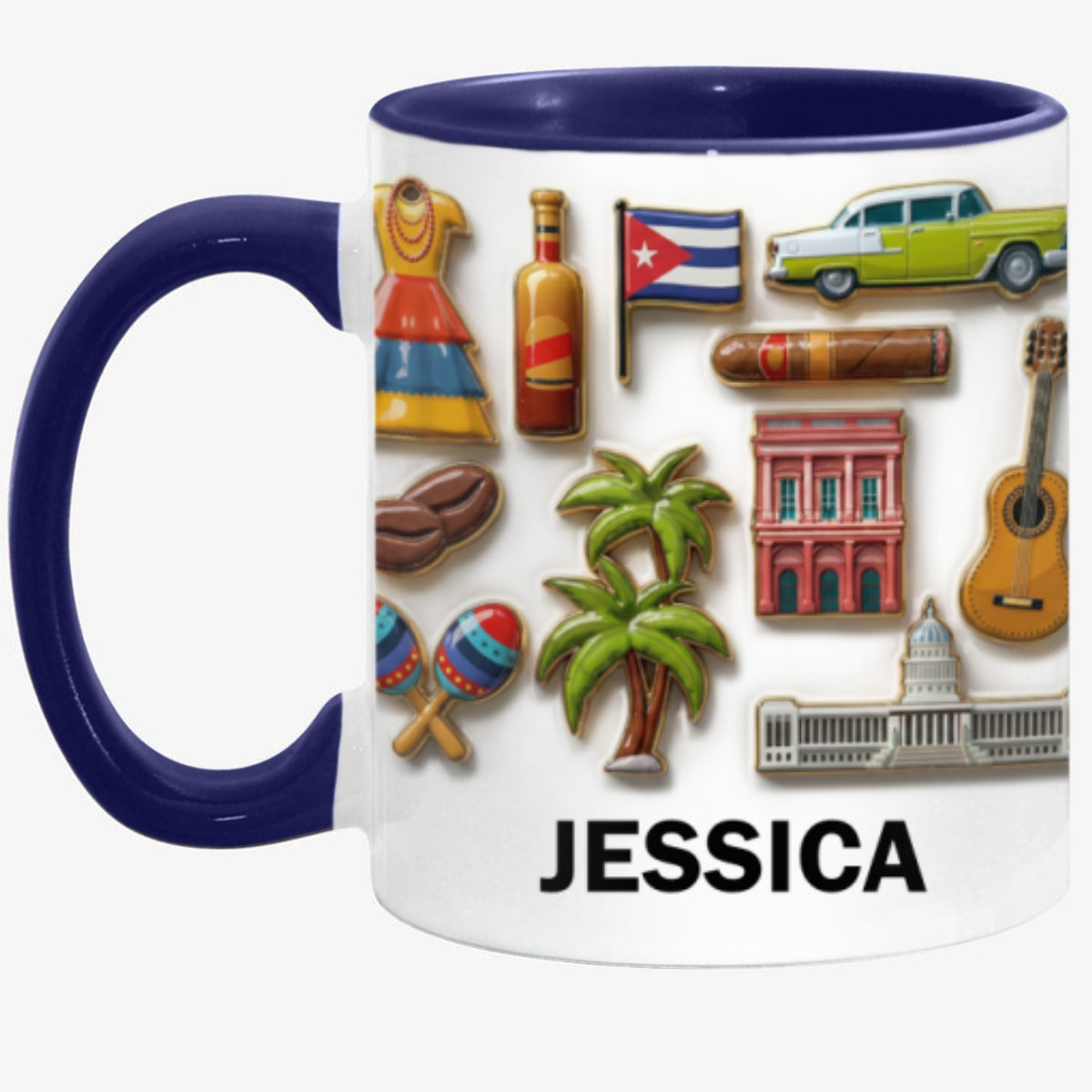 Cuba Culture 2D Printed Coffee Mug Cup Personalized With Name