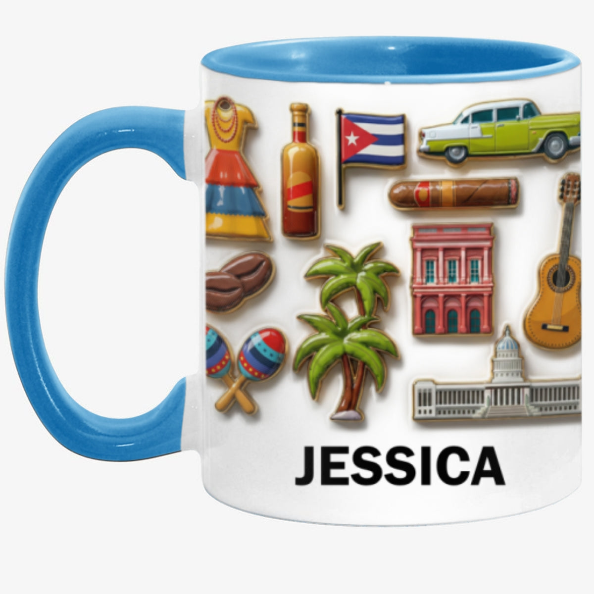Cuba Culture 2D Printed Coffee Mug Cup Personalized With Name