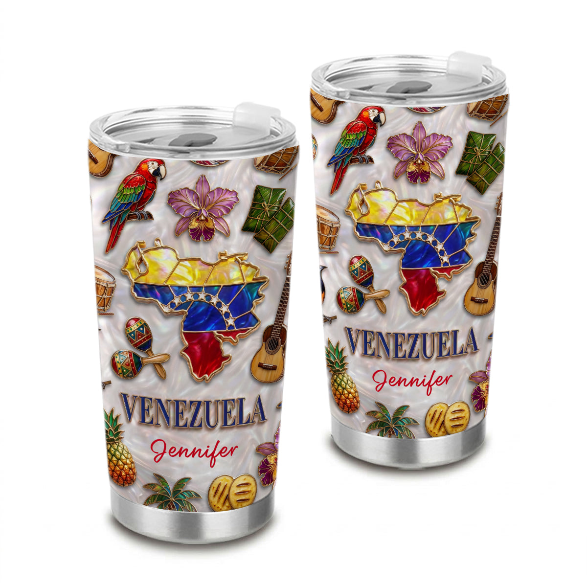 Custom Venezuela Tumbler With Venezuela Glitter Effect