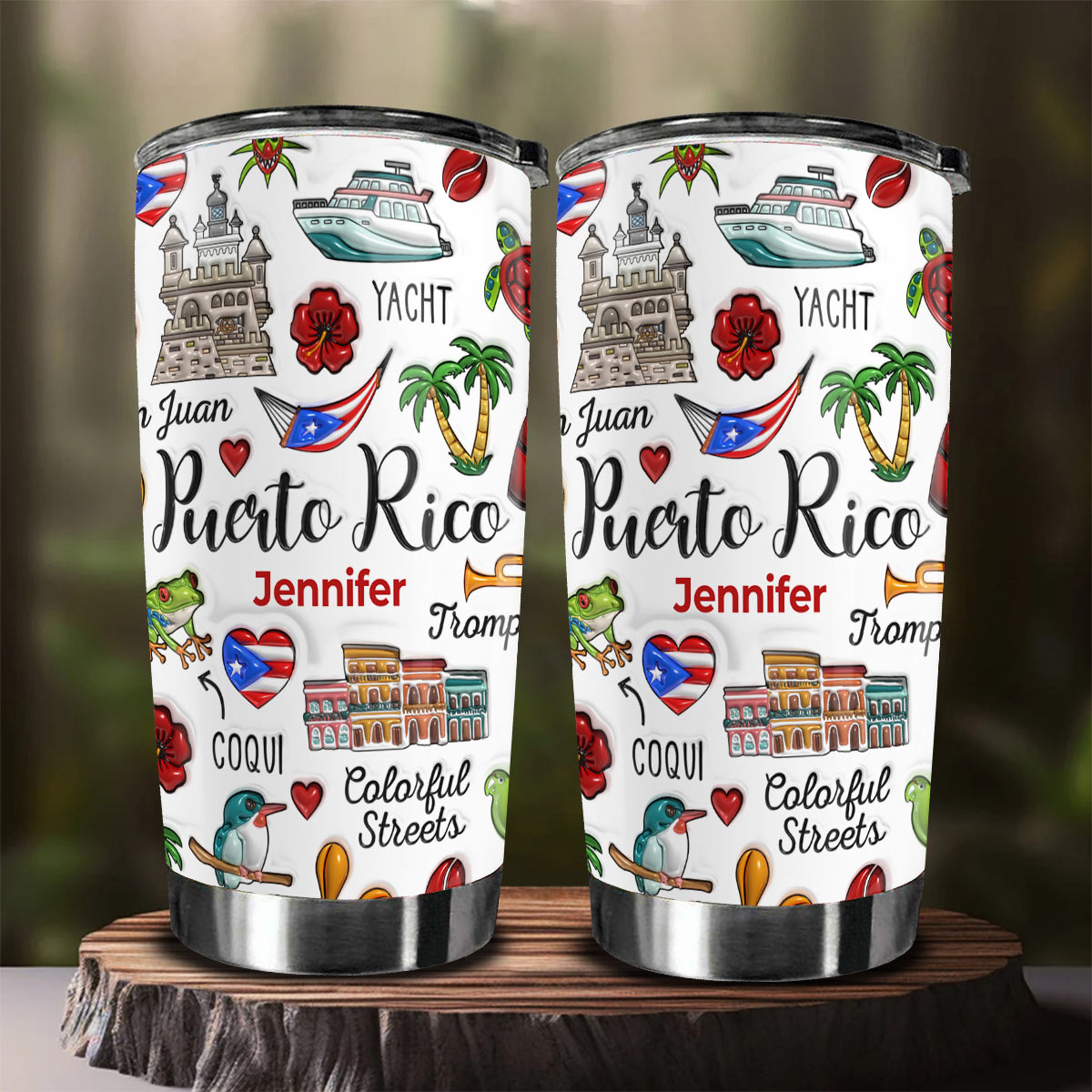 Custom Puerto Rico Boricua Tumbler Cup With Symbols