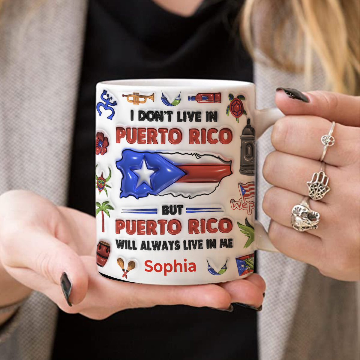 Custom Puerto Rico Will Always Live In Me, Symbols Coffee Mug Cup