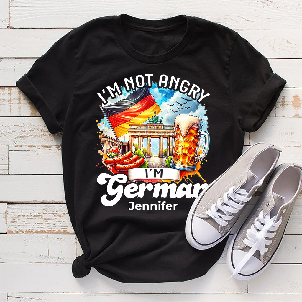 Custom I'm Not Angry I'm German T-shirt