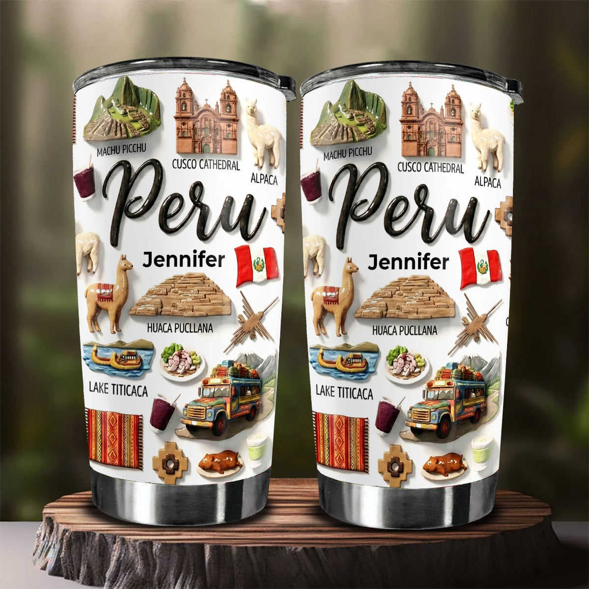 Custom Peru Tumbler With Your Name With Clay Effect