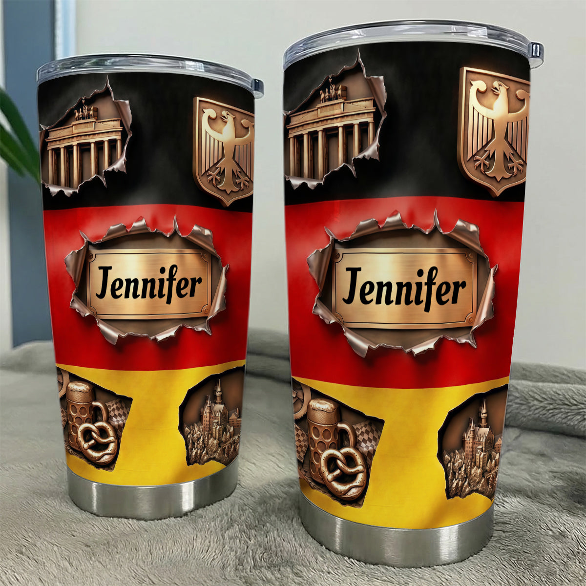 Custom Germany Flag Tumbler With Torn Pattern